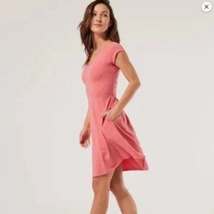 Pact Fit & Flare Cross Back Bright Coral Dress Size Small